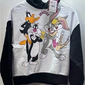 Looney Tunes Justice Hoodie Girls Large 12/14 Bugs Bunny Tweety NWT
